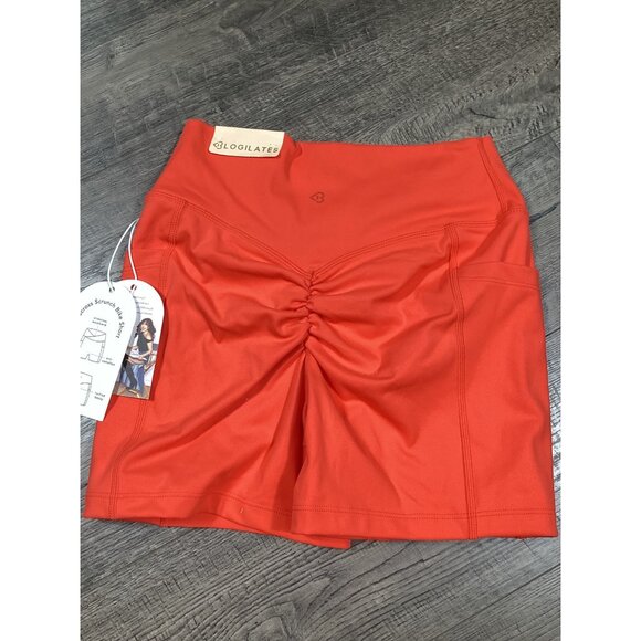Blogilates Womens Scrunch Bike Short Spicy  Orange Crisscross Workout Size S NEW - Picture 2 of 7
